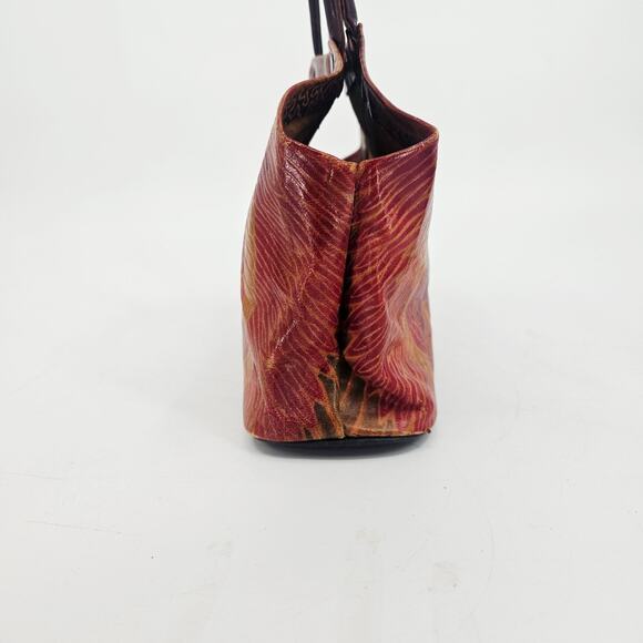 Vintage 70s Embosed Leather Hand Painted Egyptian Pharaoh Top Handle Bag Purse - Picture 4 of 14